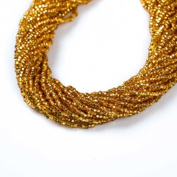 12 Dizi - 11/0 Numara Dizi Kum Boncuk, Kesme Altın Renk Çek Kum Boncuğu, Takı Yapım Boncuğu - YF Hobi