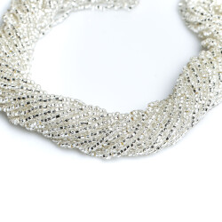 12 Dizi - 11/0 Numara Dizi Kum Boncuk, Kesme Gümüş Renk Çek Kum Boncuğu, Takı Yapım Boncuğu - YF Hobi