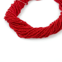 12 Dizi - 11/0 Numara Dizi Kum Boncuk, Kırmızı Renk Çek Kum Boncuğu, Takı Yapım Boncuğu - YF Hobi