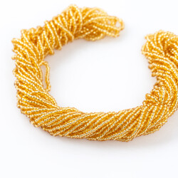 12 Dizi - 11/0 Numara Dizi Kum Boncuk, Kristal Sarı Renk Çek Kum Boncuğu, Takı Yapım Boncuğu - YF Hobi