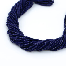 12 Dizi - 11/0 Numara Dizi Kum Boncuk, Lacivert Renk Çek Kum Boncuğu, Takı Yapım Boncuğu - YF Hobi