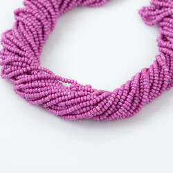 12 Dizi - 11/0 Numara Dizi Kum Boncuk, Lila Renk Çek Kum Boncuğu, Takı Yapım Boncuğu - YF Hobi