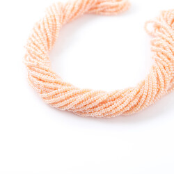 12 Dizi - 11/0 Numara Dizi Kum Boncuk, Pudra Pembe Renk Çek Kum Boncuğu, Takı Yapım Boncuğu - YF Hobi