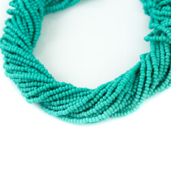 12 Dizi - 11/0 Numara Dizi Kum Boncuk, Turkuaz Renk Çek Kum Boncuğu, Takı Yapım Boncuğu - YF Hobi