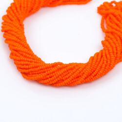 12 Dizi - 11/0 Numara Dizi Kum Boncuk, Turuncu Renk Çek Kum Boncuğu, Takı Yapım Boncuğu - YF Hobi