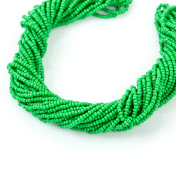 12 Dizi - 11/0 Numara Dizi Kum Boncuk, Yeşil Renk Çek Kum Boncuğu, Takı Yapım Boncuğu - YF Hobi