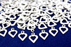 15 Adet - 11 mm Kalp Desen Nikel Kaplama Metal Pul - 1