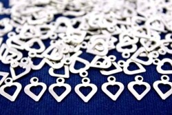 15 Adet - 11 mm Kalp Desen Nikel Kaplama Metal Pul - 2
