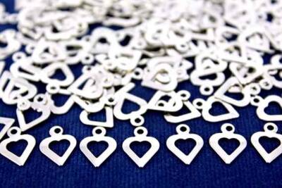 15 Adet - 11 mm Kalp Desen Nikel Kaplama Metal Pul - 2