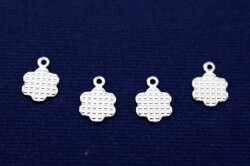 15 Adet- 7x11 Mm Çiçek Desenli Pul, Takı Malzemesi, Metal Pul, Nikel Kaplama, Pirinç #1130n - 1