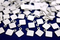 15 Adet- 9x12 Mm Kare Desenli Pul, Takı Malzemesi, Metal Pul, Nikel Kaplama, Pirinç #1115n - 1