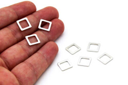 2 Adet- 10x10 Mm Dikdörtgen Rondela Pul, Takı Malzemesi, Metal Pul, Nikel Kaplama, Pirinç #1271n - 1