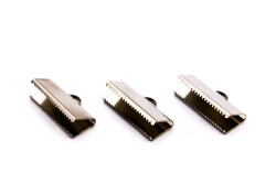 2 Adet - 10x25 mm Dişli Bağlantı Aparatı, Timsah Kapama, Kulplu Dişli Sıkıştırma, Kolye ve Bileklik Kapama, Nikel Kaplama - 2