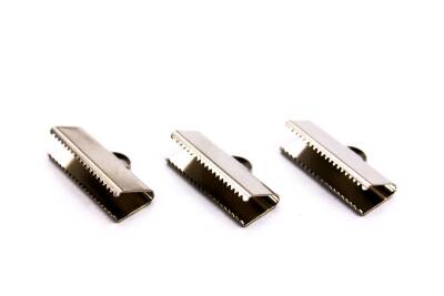 2 Adet - 10x25 mm Dişli Bağlantı Aparatı, Timsah Kapama, Kulplu Dişli Sıkıştırma, Kolye ve Bileklik Kapama, Nikel Kaplama - 2