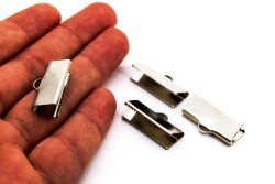 2 Adet - 10x25 mm Dişli Bağlantı Aparatı, Timsah Kapama, Kulplu Dişli Sıkıştırma, Kolye ve Bileklik Kapama, Nikel Kaplama - 3