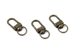 2 Adet - 12x33 Mm Paris Kanca, Gemici Anahtarlığı, Antik Sarı Kaplama - 1