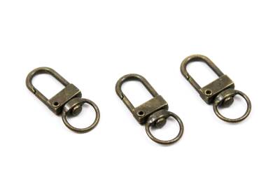 2 Adet - 12x33 Mm Paris Kanca, Gemici Anahtarlığı, Antik Sarı Kaplama - 1