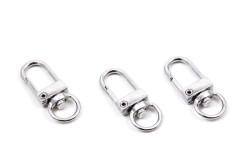 2 Adet - 12x33 Mm Paris Kanca, Gemici Anahtarlığı, Nikel Kaplama - 1