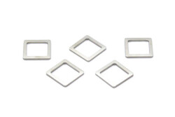 2 Adet- 13x13 Mm Dikdörtgen Rondela Pul, Takı Malzemesi, Metal Pul, Nikel Kaplama, Pirinç #1270n - 2