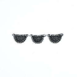 2 Adet - 16x27 mm Zamak Döküm Metal Uç, Takı Malzemesi, Boyalı Gümüş Kaplama - 2