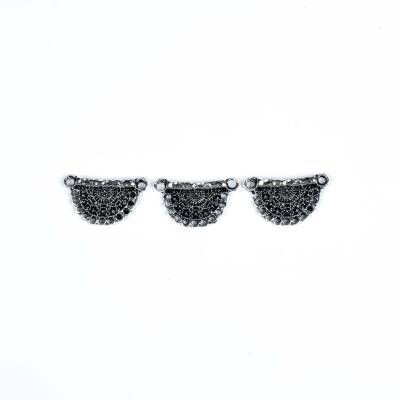 2 Adet - 16x27 mm Zamak Döküm Metal Uç, Takı Malzemesi, Boyalı Gümüş Kaplama - 2