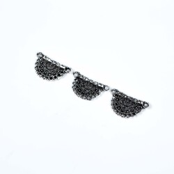2 Adet - 16x27 mm Zamak Döküm Metal Uç, Takı Malzemesi, Boyalı Gümüş Kaplama - 3