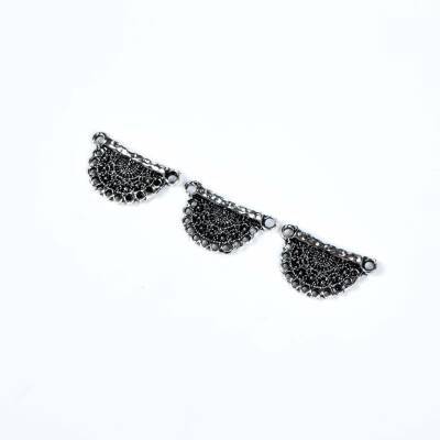 2 Adet - 16x27 mm Zamak Döküm Metal Uç, Takı Malzemesi, Boyalı Gümüş Kaplama - 3