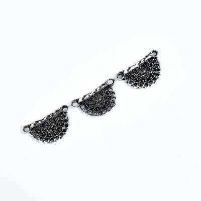 2 Adet - 16x27 mm Zamak Döküm Metal Uç, Takı Malzemesi, Boyalı Gümüş Kaplama - 4