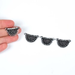 2 Adet - 16x27 mm Zamak Döküm Metal Uç, Takı Malzemesi, Boyalı Gümüş Kaplama - 1