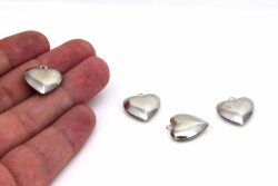 2 Adet - 18 Mm Kalp Desenli Çift Taraflı Nikel Kaplama Metal Pul, Takı Malzemesi, Pirinç Pul - 2
