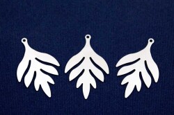 2 Adet - 22x35 Mm Yaprak Desenli Pul, Takı Malzemesi, Metal Pul, Nikel Kaplama, Pirinç #1636n - YF Hobi