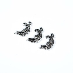 2 Adet - 26 mm Güneş Desenli Metal Uç, Takı Malzemesi, Boyalı Gümüş Kaplama - 3