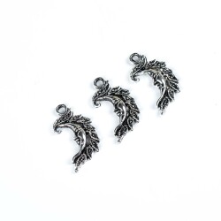 2 Adet - 26 mm Güneş Desenli Metal Uç, Takı Malzemesi, Boyalı Gümüş Kaplama - 4