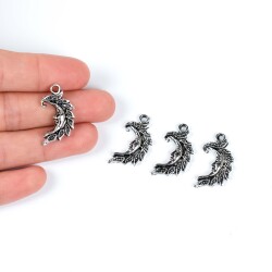 2 Adet - 26 mm Güneş Desenli Metal Uç, Takı Malzemesi, Boyalı Gümüş Kaplama - 1