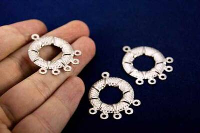 2 Adet - 34x28 Mm Küpe Sallantısı Nikel Kaplama Metal Pul, Takı Malzemesi, Pirinç Pul, 20n - 1