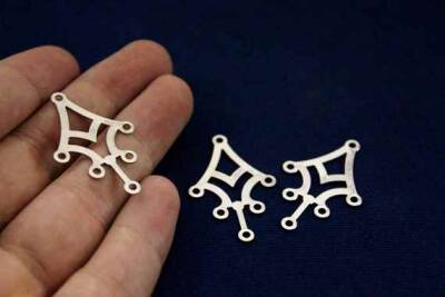2 Adet - 36x23 Mm Küpe Sallantısı Nikel Kaplama Metal Pul, Takı Malzemesi, Pirinç Pul, 21n - 1