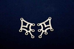 2 Adet - 36x23 Mm Küpe Sallantısı Nikel Kaplama Metal Pul, Takı Malzemesi, Pirinç Pul, 21n - 3