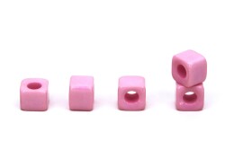 2 Adet - 7x9 mm Polyester Boncuk, Pembe Renk Boncuk - YF Hobi