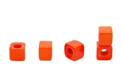 2 Adet - 7x9 mm Polyester Boncuk, Turuncu Renk Boncuk - YF Hobi