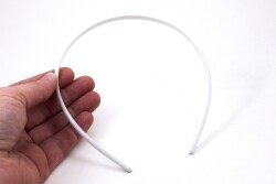 2 Adet - Genişlik 7 mm, Üstü Bombeli Balık Sırtı Plastik Tac, Boş Taç, Beyaz Renk - YF Hobi