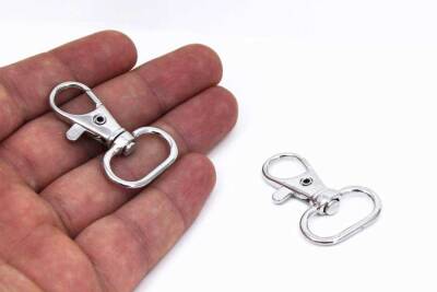 2 Adet - Nikel Kaplama Paris Kanca, Kapalı Kanca, Çanta Kancası, Gemici Anahtarlığı Kanca, Alt İç Ölçüsü: 20 mm - 1