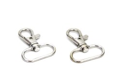 2 Adet - Nikel Kaplama Paris Kanca, Kapalı Kanca, Çanta Kancası, Gemici Anahtarlığı Kanca, Alt İç Ölçüsü: 25 mm - 2