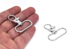 2 Adet - Nikel Kaplama Paris Kanca, Kapalı Kanca, Çanta Kancası, Gemici Anahtarlığı Kanca, Alt İç Ölçüsü: 30 mm - 1