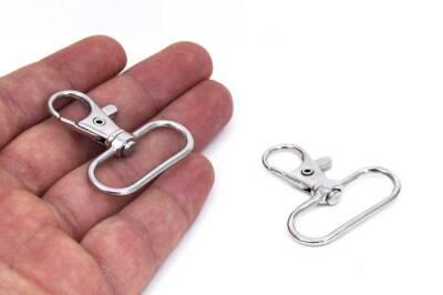 2 Adet - Nikel Kaplama Paris Kanca, Kapalı Kanca, Çanta Kancası, Gemici Anahtarlığı Kanca, Alt İç Ölçüsü: 30 mm - 1