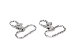 2 Adet - Nikel Kaplama Paris Kanca, Kapalı Kanca, Çanta Kancası, Gemici Anahtarlığı Kanca, Alt İç Ölçüsü: 30 mm - 2