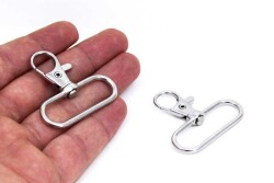2 Adet - Nikel Kaplama Paris Kanca, Kapalı Kanca, Çanta Kancası, Gemici Anahtarlığı Kanca, Alt İç Ölçüsü: 40 mm - 1