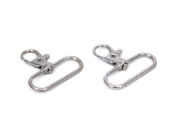 2 Adet - Nikel Kaplama Paris Kanca, Kapalı Kanca, Çanta Kancası, Gemici Anahtarlığı Kanca, Alt İç Ölçüsü: 40 mm - 2