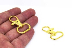 2 Adet - Sarı Kaplama Paris Kanca, Kapalı Kanca, Çanta Kancası, Gemici Anahtarlığı Kanca, Alt İç Ölçüsü: 20 mm - 1