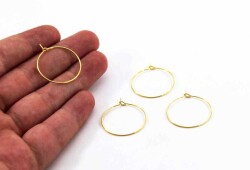 20 Adet (10 Çift) - 15 Mm Sarı Kaplama Yuvarlak Küpe Kancası, 1.kalite. Yerli Üretim - YF Hobi