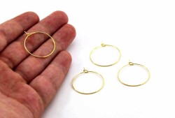 20 Adet (10 Çift) - 25 Mm Sarı Kaplama Yuvarlak Küpe Kancası, 1.kalite. Yerli Üretim - YF Hobi